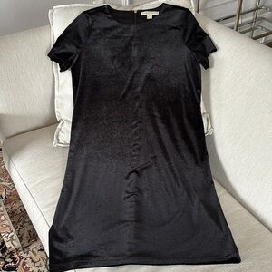 NWOT Michael Kors Black Velvety Gold Shimmer Sheath Mini Dress Size M